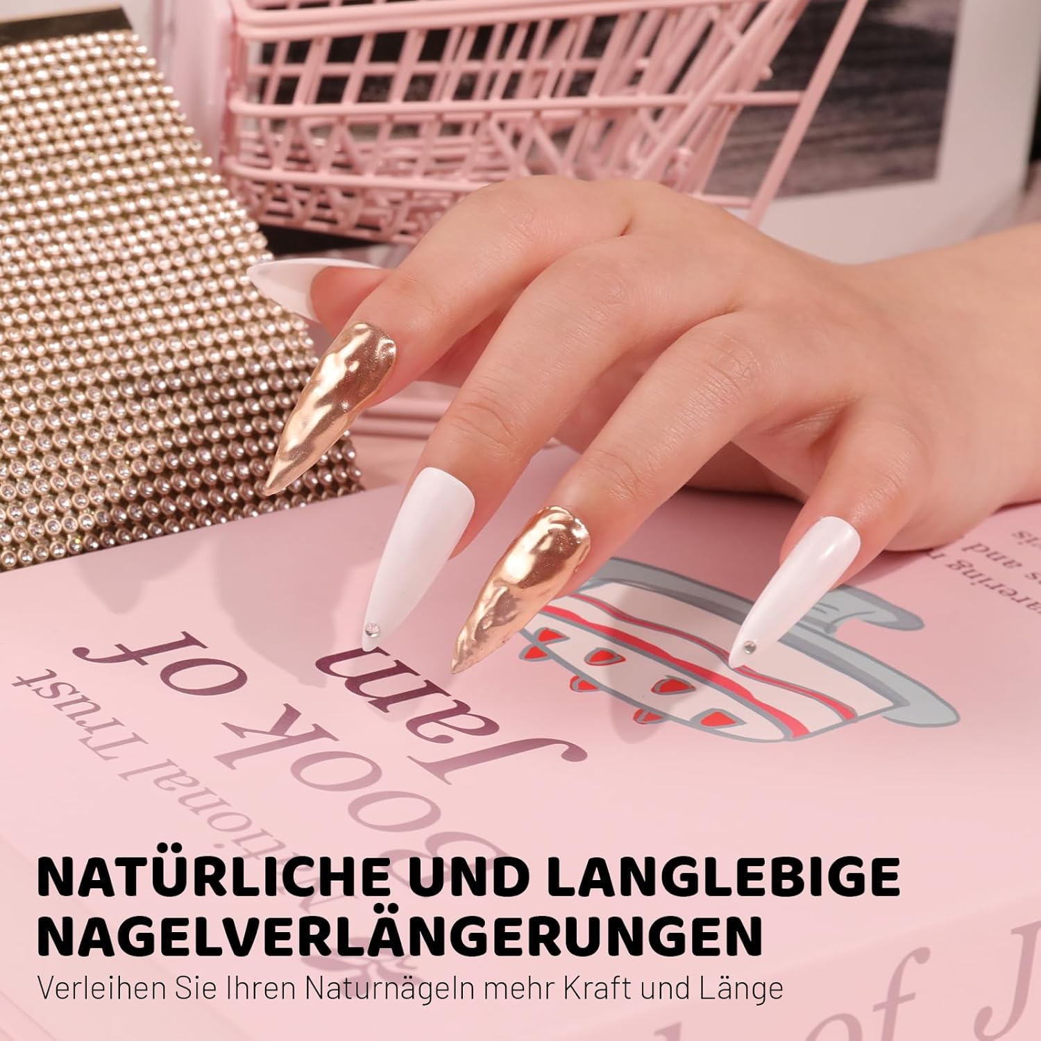 Detalle de Aokitec Aufbaugel für Gelnägel – Nude Builder Gel Set für Nagelverlängerung & Nail Art, 60 g