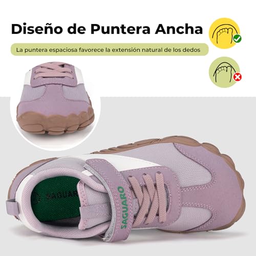 Thumbnail 3 de SAGUARO Zapatillas Barefoot para Niños y Niñas – Morado, 28 EU