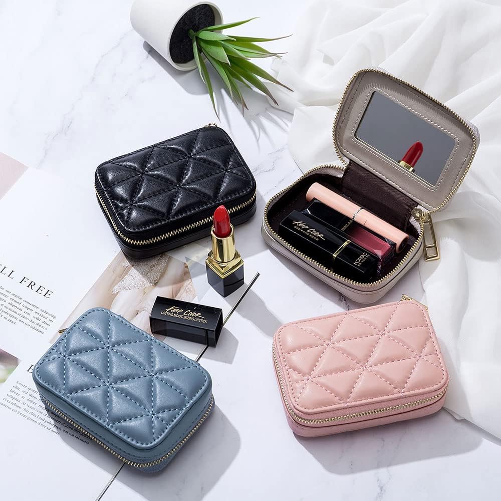 Thumbnail 1 de Aileder Lipstick Case Holder Box with Mirror — Genuine Leather, Compact Travel Make-up Organiser