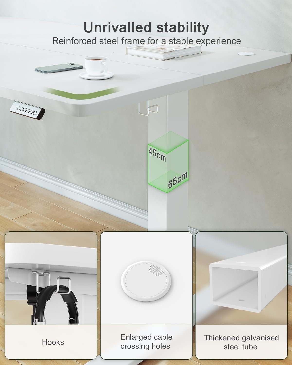 Thumbnail 4 de JUMMICO Electric Standing Desk 100x60cm