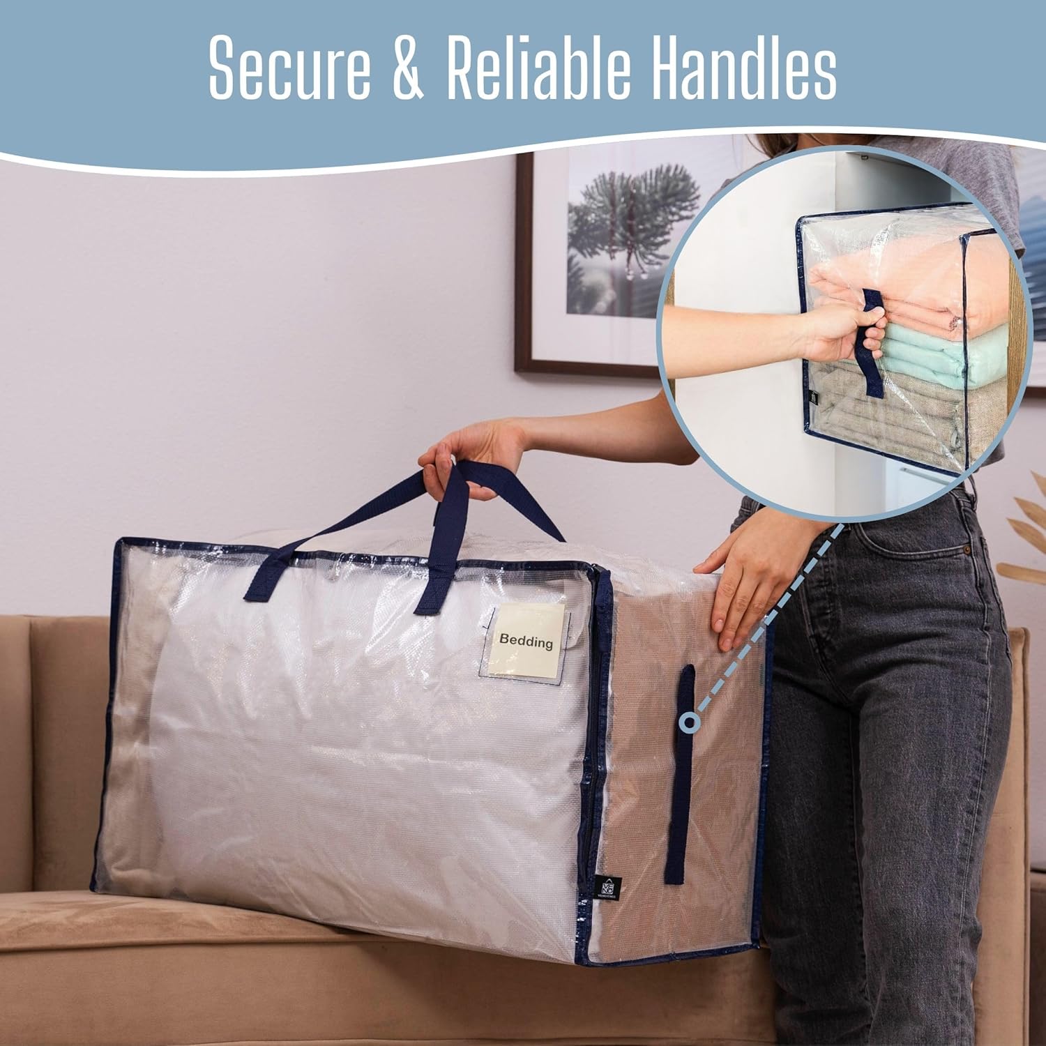 Thumbnail 4 de VENO 10 Pack Moving Bags and Large Christmas Decoration Storage Bins with lids