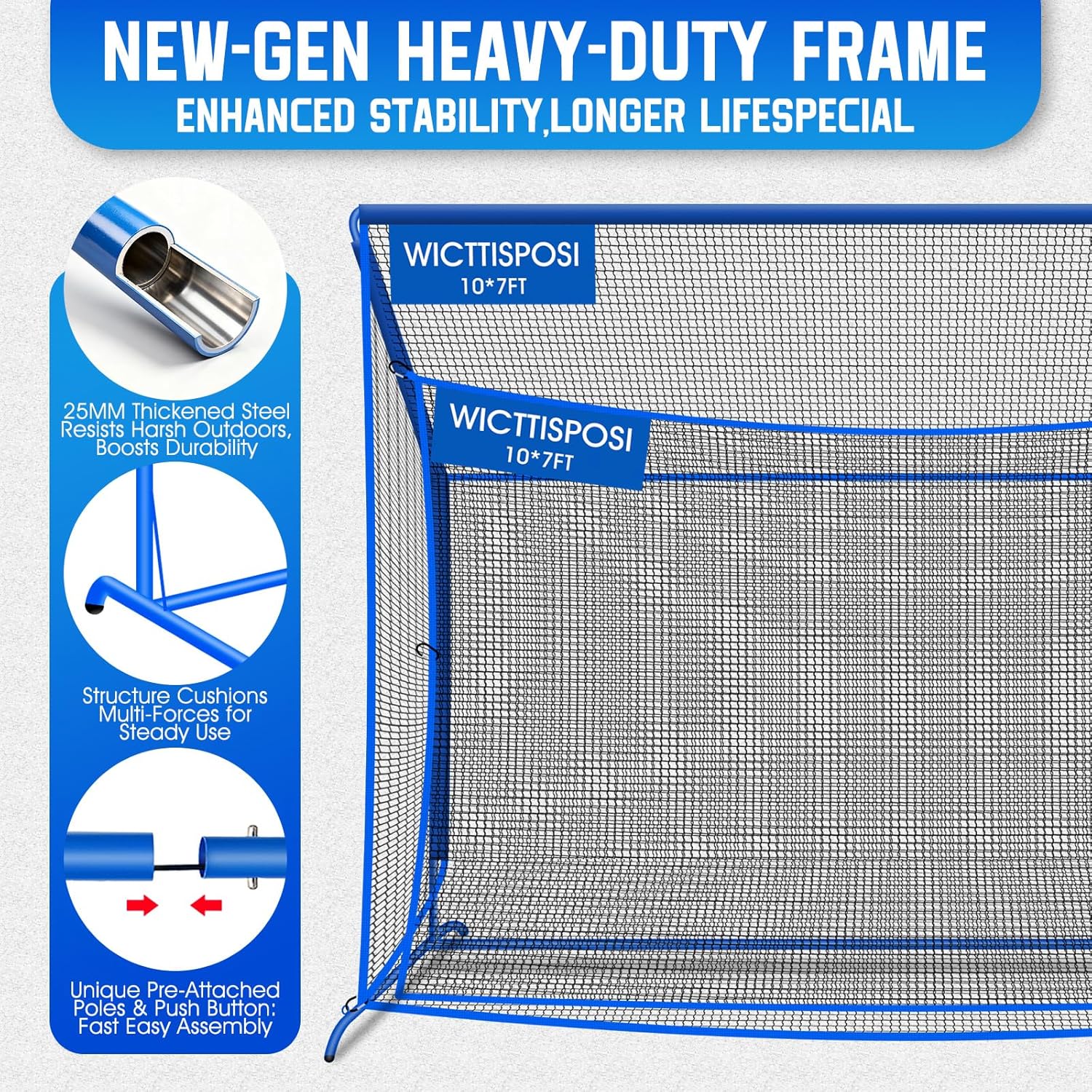 Thumbnail 2 de Golf Hitting Net with Extra Striking Net (10x7ft/7x7ft) Heavy-Duty Practice Cage with Metal Frame & Storage Bag