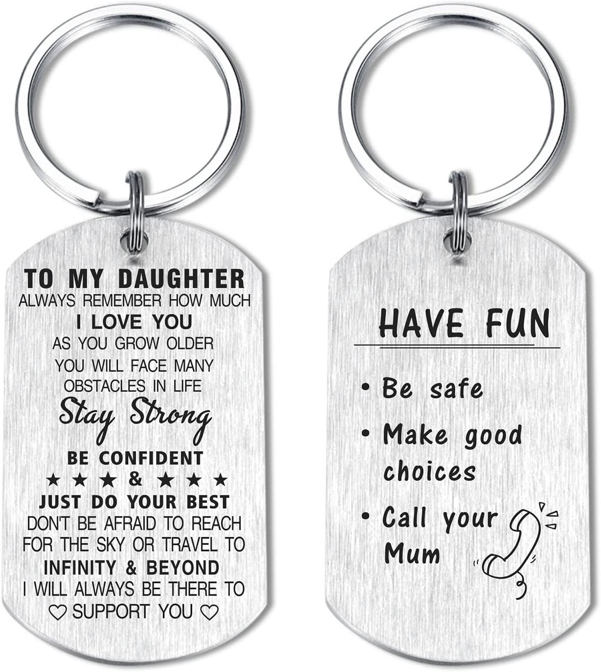 Thumbnail 5 de DEGASKEN personalised daughter keychain from Dad – stainless steel double-sided engraved gift for Mothers Day, graduation & birthdays