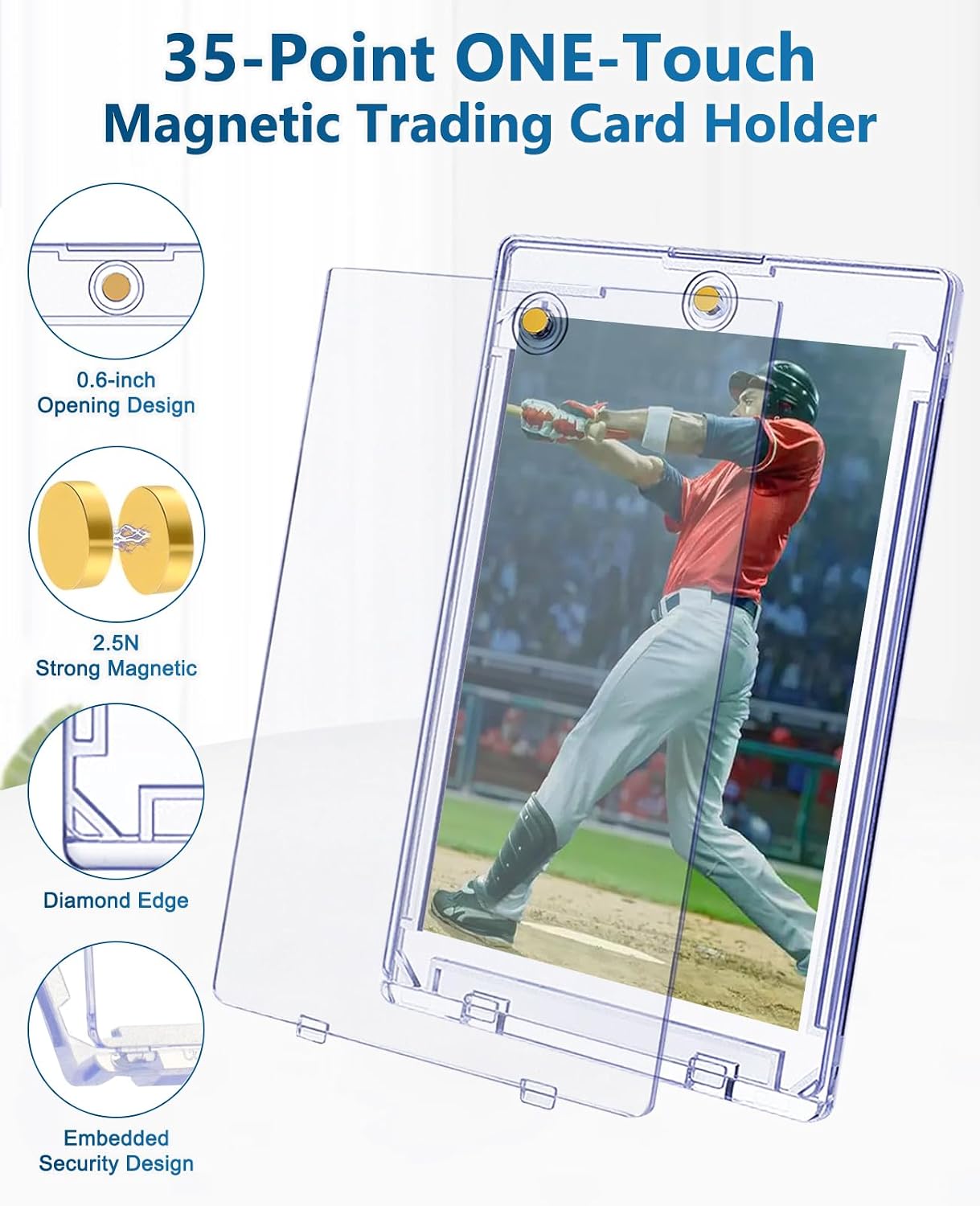 Thumbnail 2 de YZtree 100ct Magnetic Trading Card Holders (35pt) One Touch Hard Case for Sports Cards