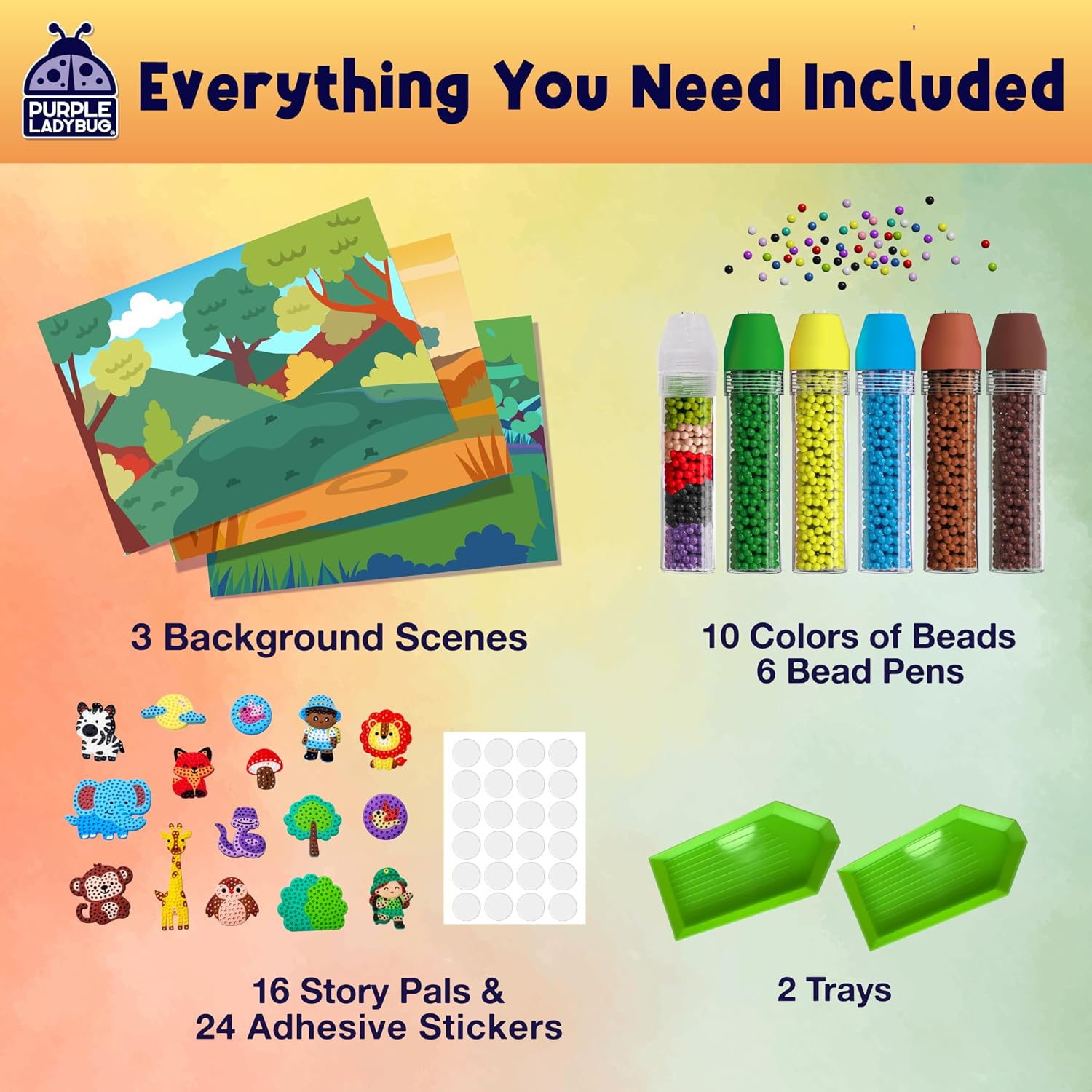 Detalle de Purple Ladybug My BeadStories Animal World Magical Bead Painting Kit (Ages 4–8)