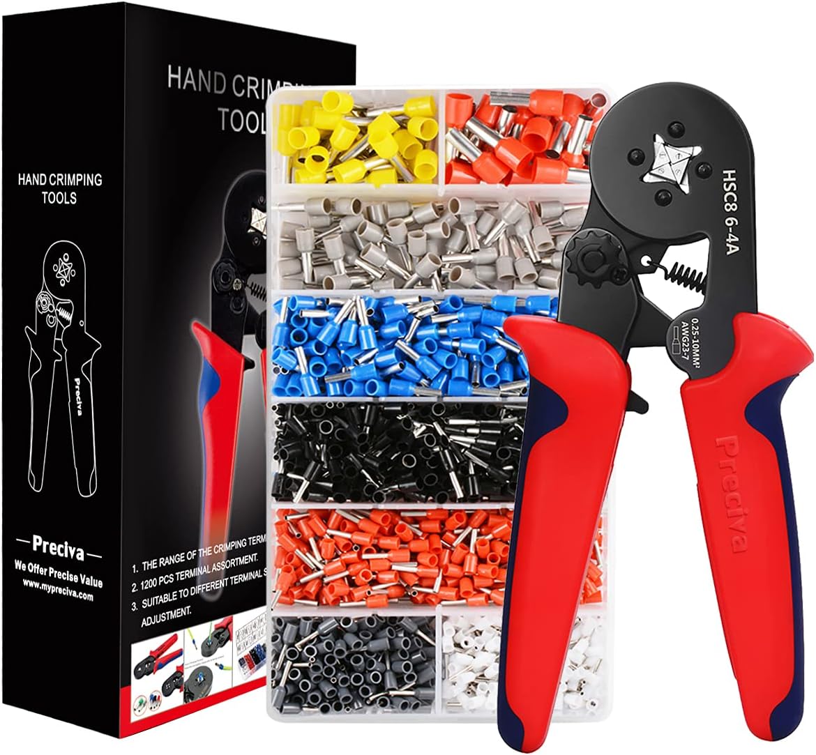 Preciva pince à sertir 0,25-10 mm² avec cliquet et 1200 cosses électriques