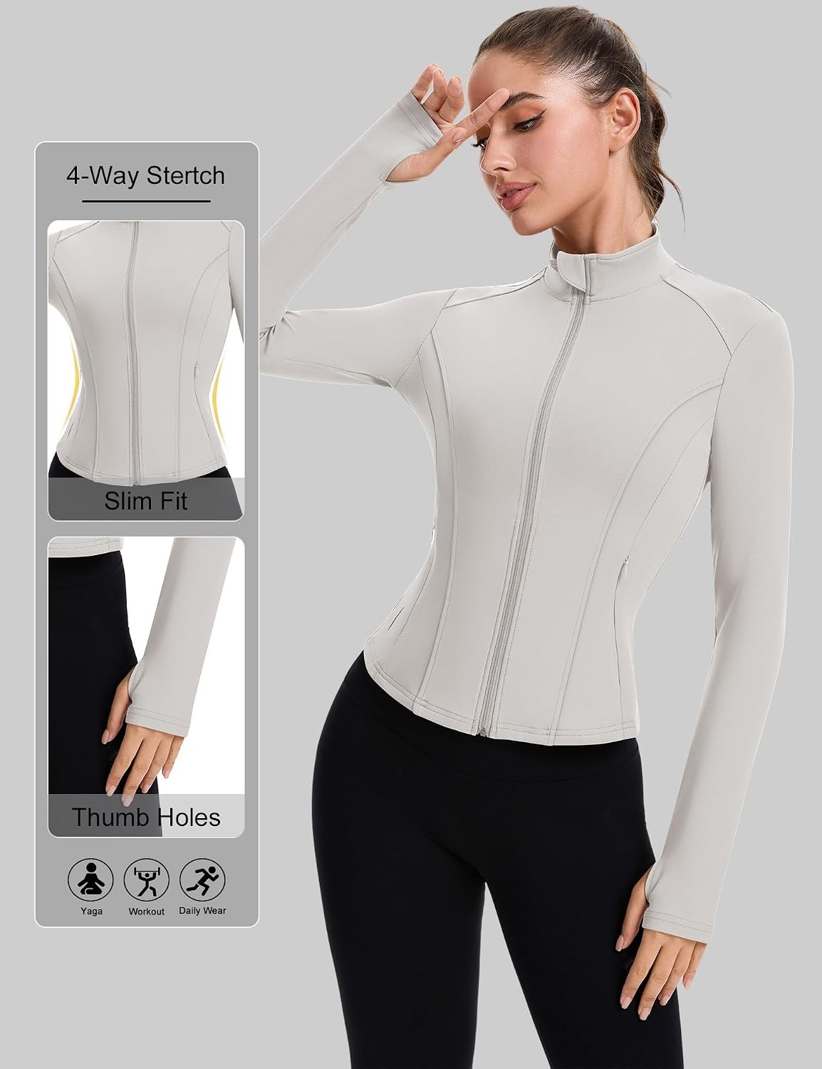 Detalle 1 de ZHENWEI Cropped Workout Jacket Nylon-Spandex Blend
