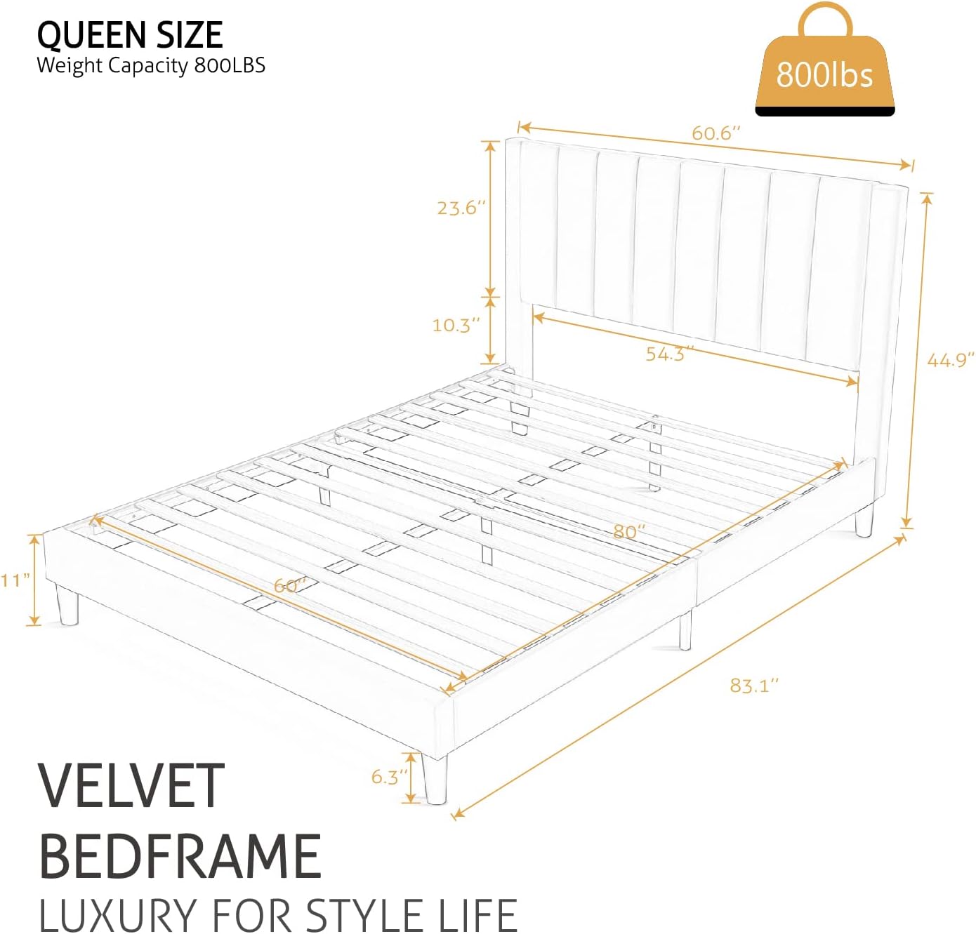 Detalle 2 de SHA CERLIN Queen Upholstered Bed Frame