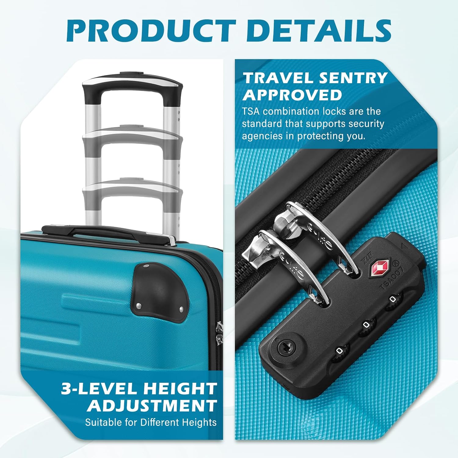 Thumbnail 3 de COOLIFE Large Suitcase 28 inch (93L) Expandable ABS Hardshell with TSA Lock