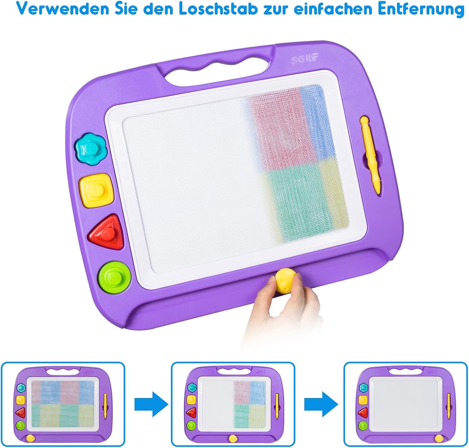 Thumbnail 4 de SGILE Große Magnetische Maltafel 42 × 32 cm Lila