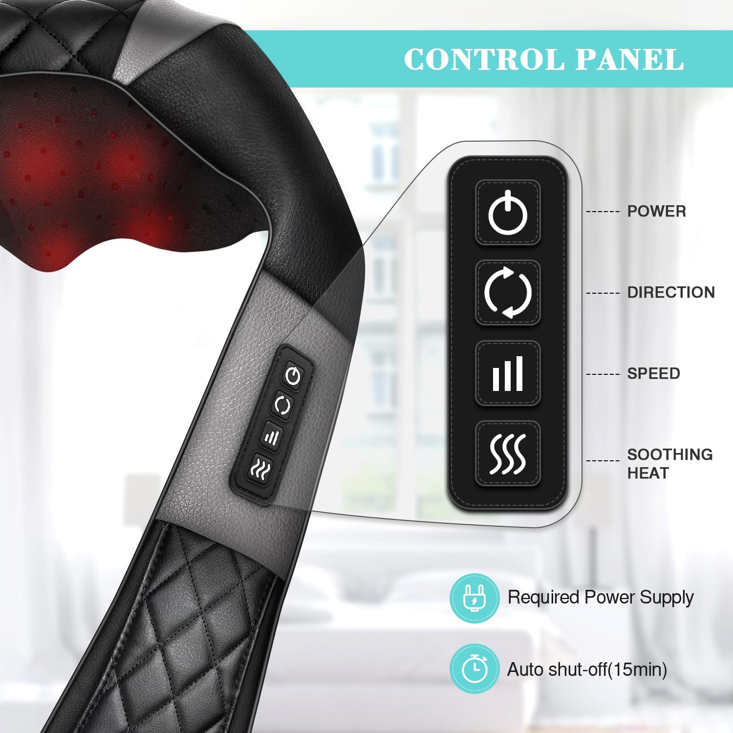 Detalle 2 de WOQQW Shiatsu Back and Neck Massager with Heat