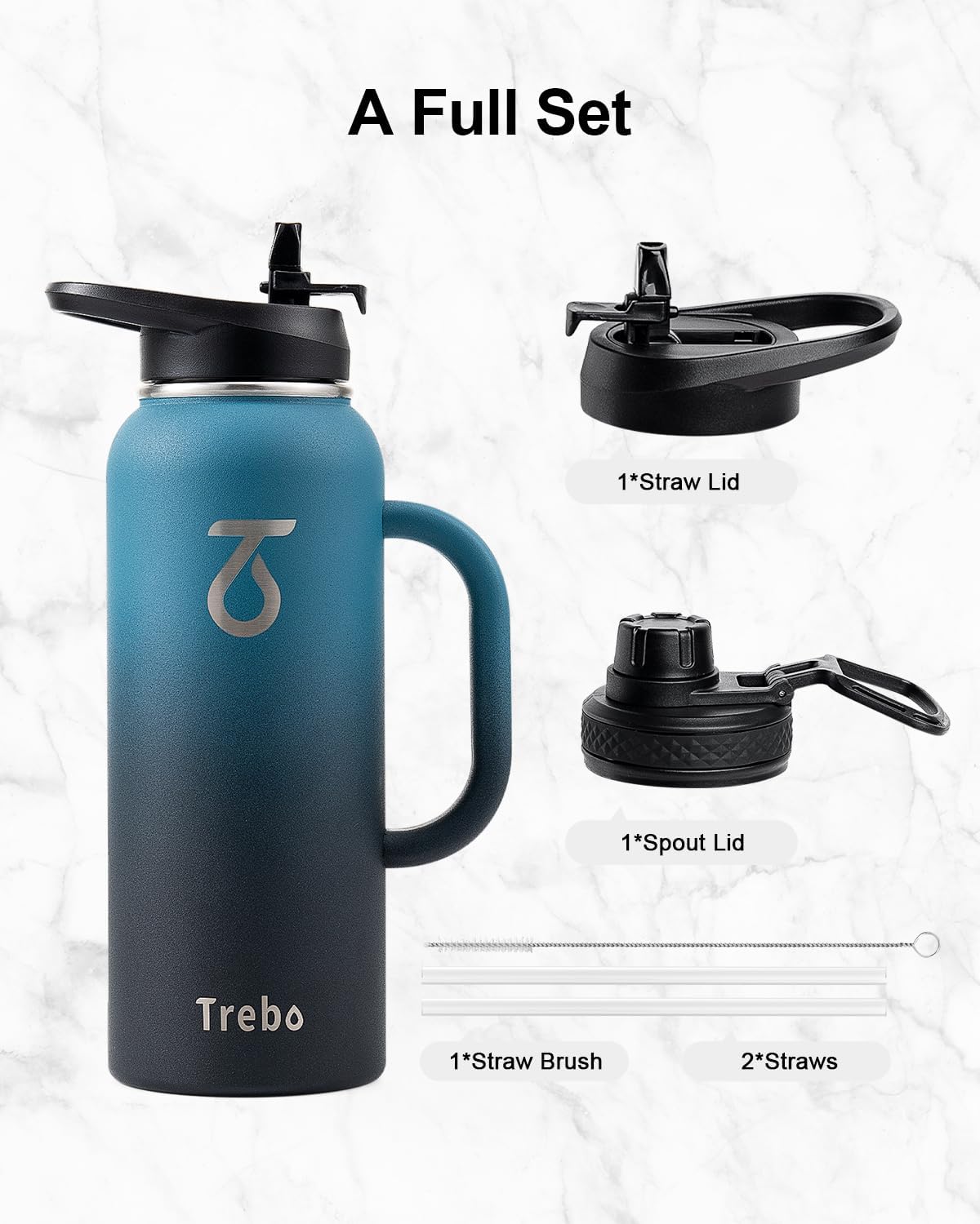 Thumbnail 6 de Trebo 1.2 L Insulated Water Bottle with Handle – Indigo Black