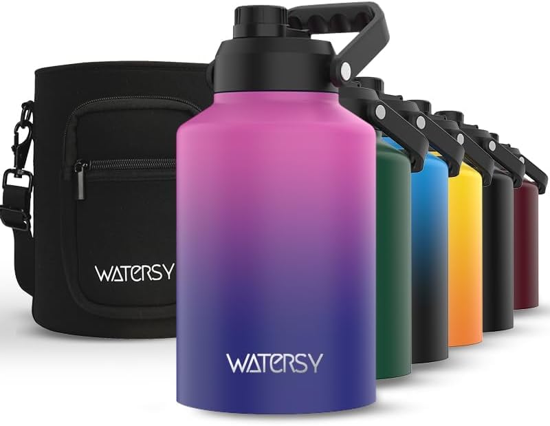Thumbnail 1 de WATERSY WATERSY63 1-Gallon Insulated Water Bottle, 18/8 Stainless Steel, Purple