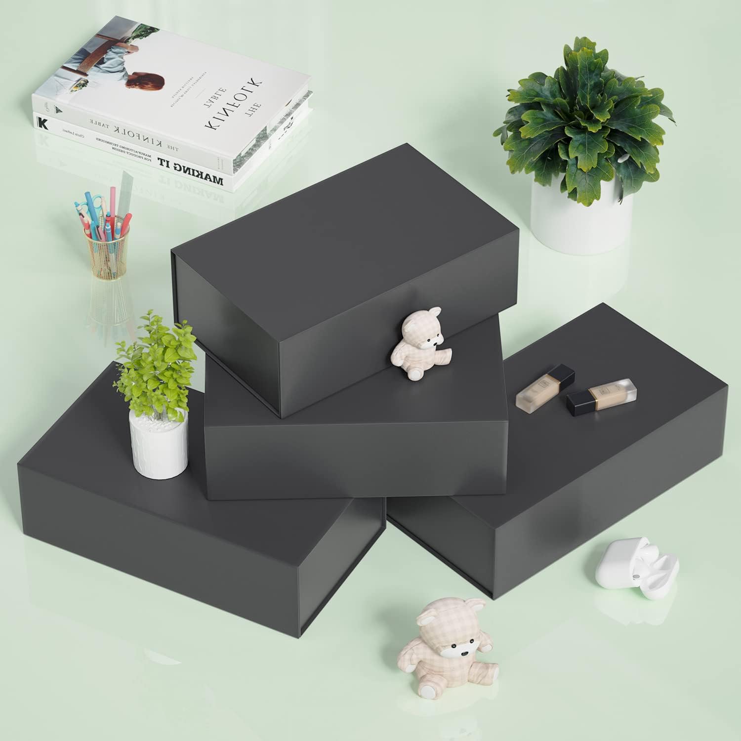 Thumbnail 6 de RYDDOY 5 Pack Black Gift Boxes with Lids – Magnetic Closure, Collapsible