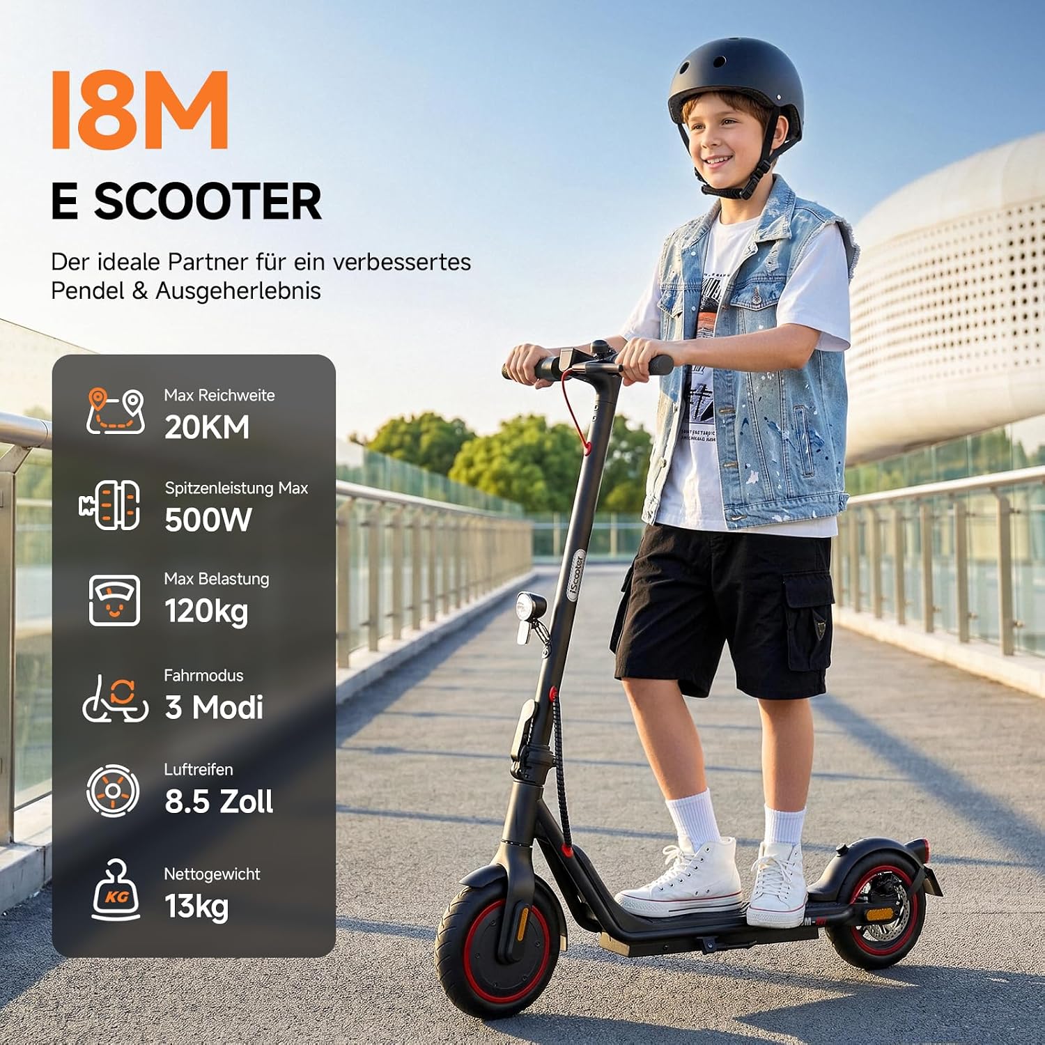 Thumbnail 3 de iScooter Kinder E-Scooter 500W – sicher, faltbar und straßenzugelassen für 10–16 Jahre