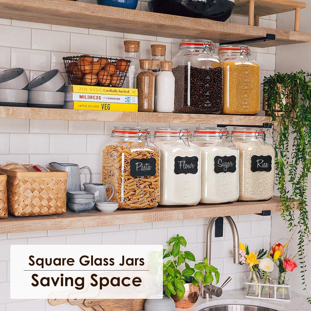 Thumbnail 2 de [UPGRADE] 2 Pack Square Super Wide Mouth Airtight Glass Storage Containers with Lids