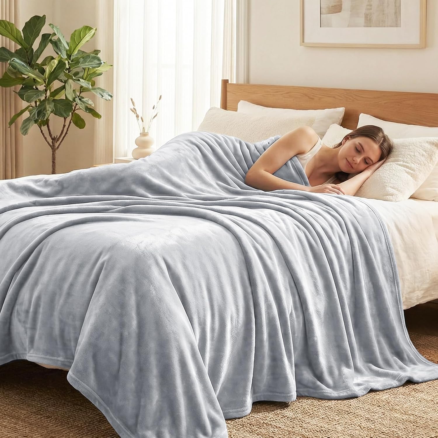 Thumbnail 6 de CozyLux Kuscheldecke Flauschig 2er Set (150x200 cm) in Hellgrau – warme, leichte Wohlfühldecken aus Flanell