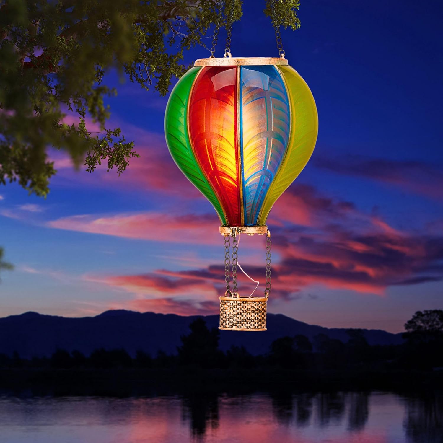 Detalle de TERESA'S COLLECTIONS Garden Ornaments Outdoor, 45cm Realistic Flame Solar Balloon Lantern