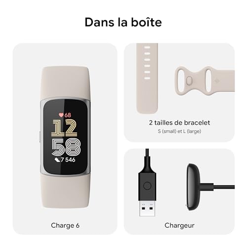 Thumbnail 8 de Fitbit Charge 6 avec abonnement Google Health Premium et bracelet Porcelaine/Aluminium Argent