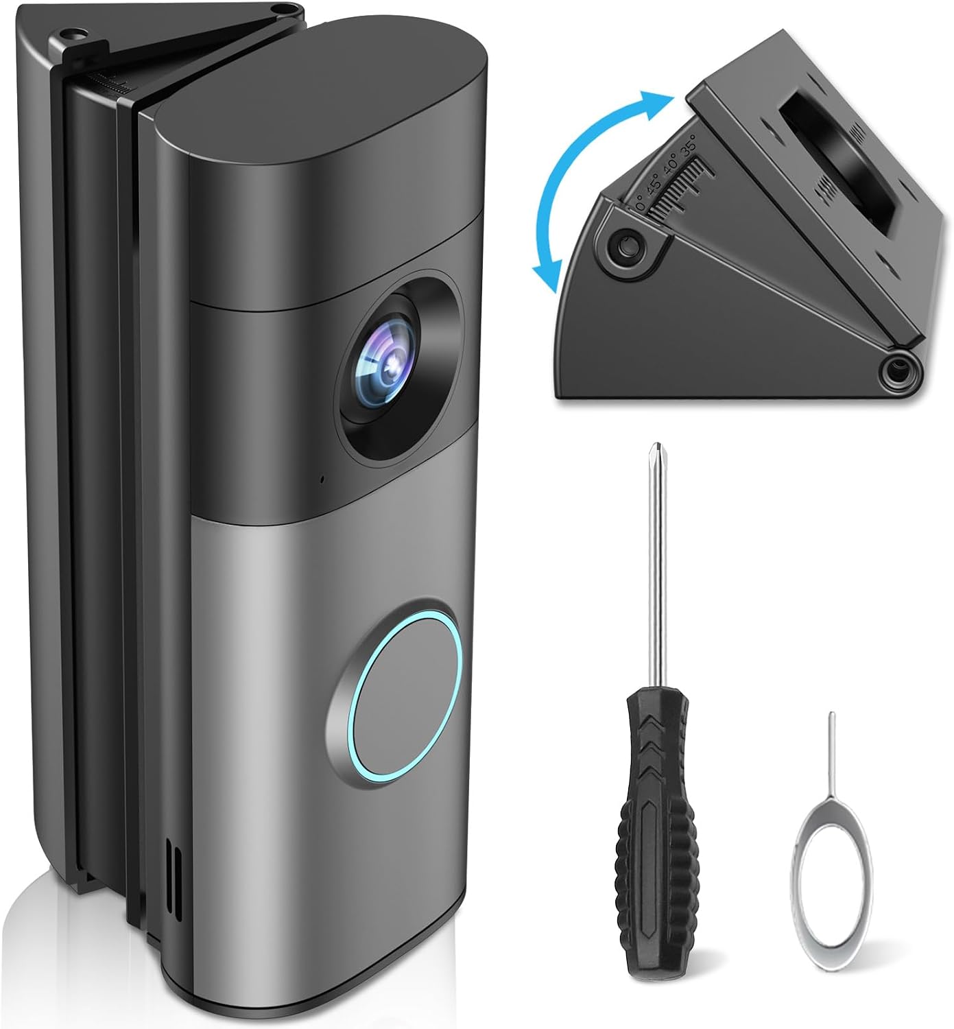 Detalle de Doorbell Angle Mount for Ring Battery/Plus/Pro (2026 New Model) – 35–55° Adjustable Corner Mount