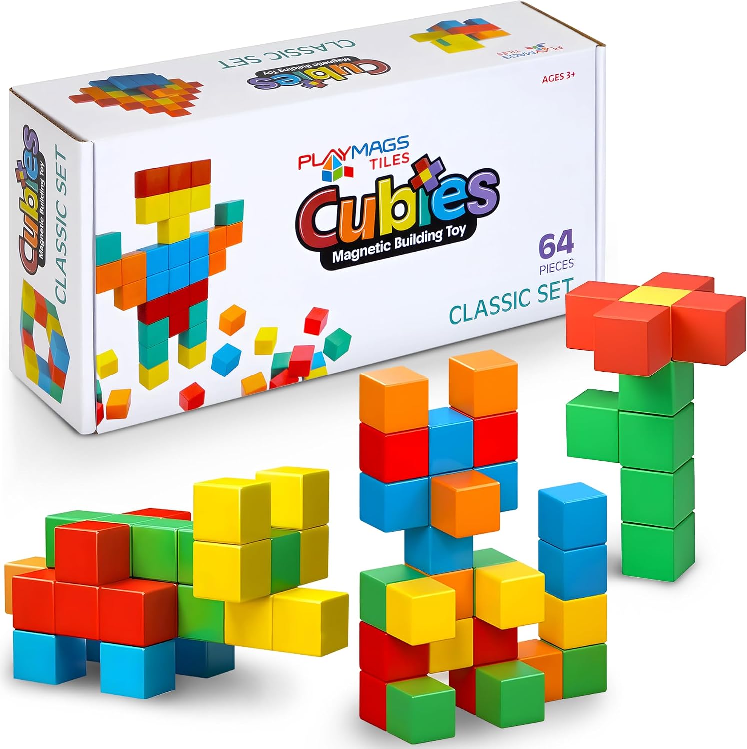 Detalle de Playmags Cubies – magnetyczne klocki 64-elementowe z grzechotkami