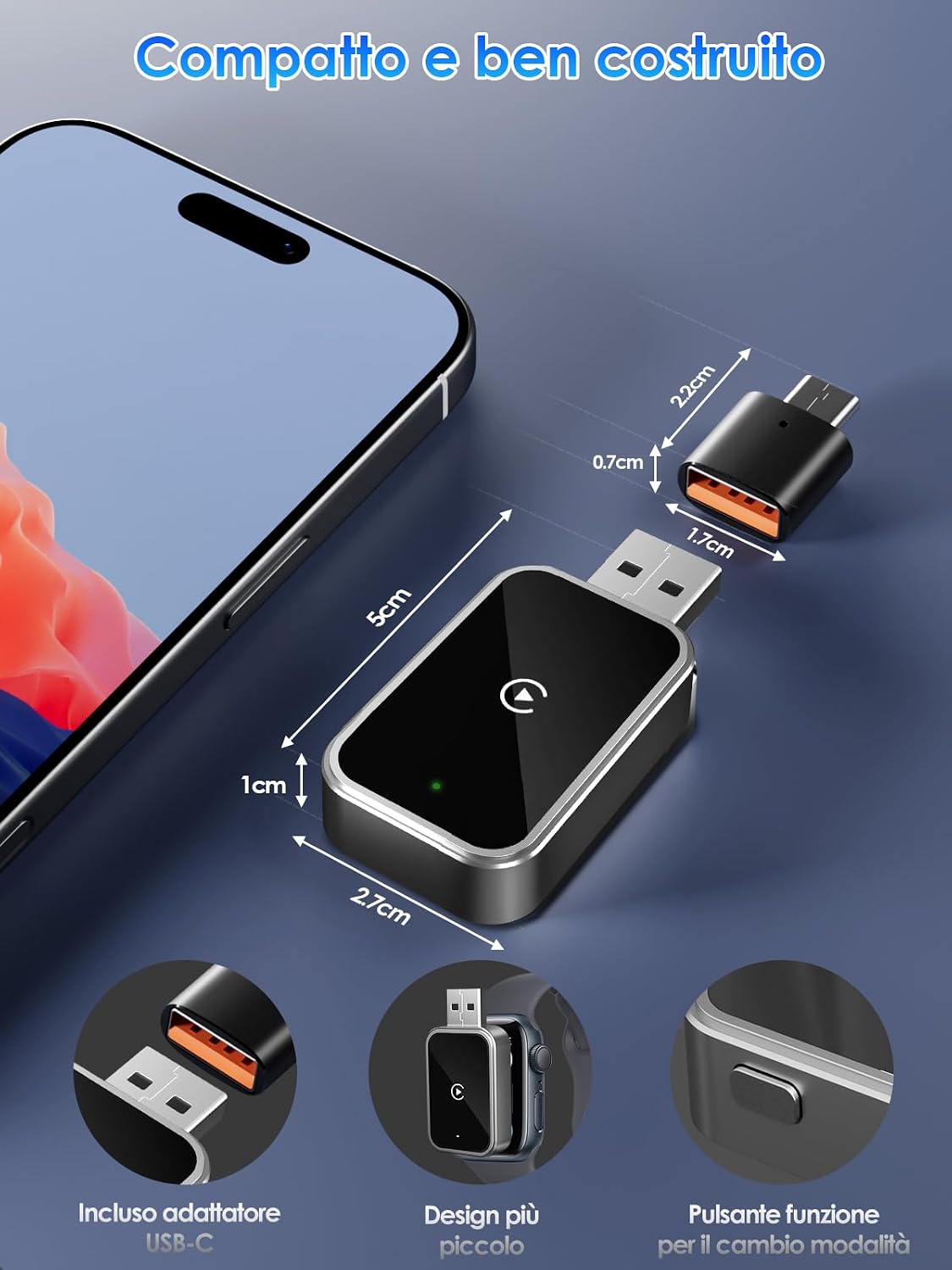 Thumbnail 5 de Adattatore Wireless CarPlay Upgrade 2025 senza fili