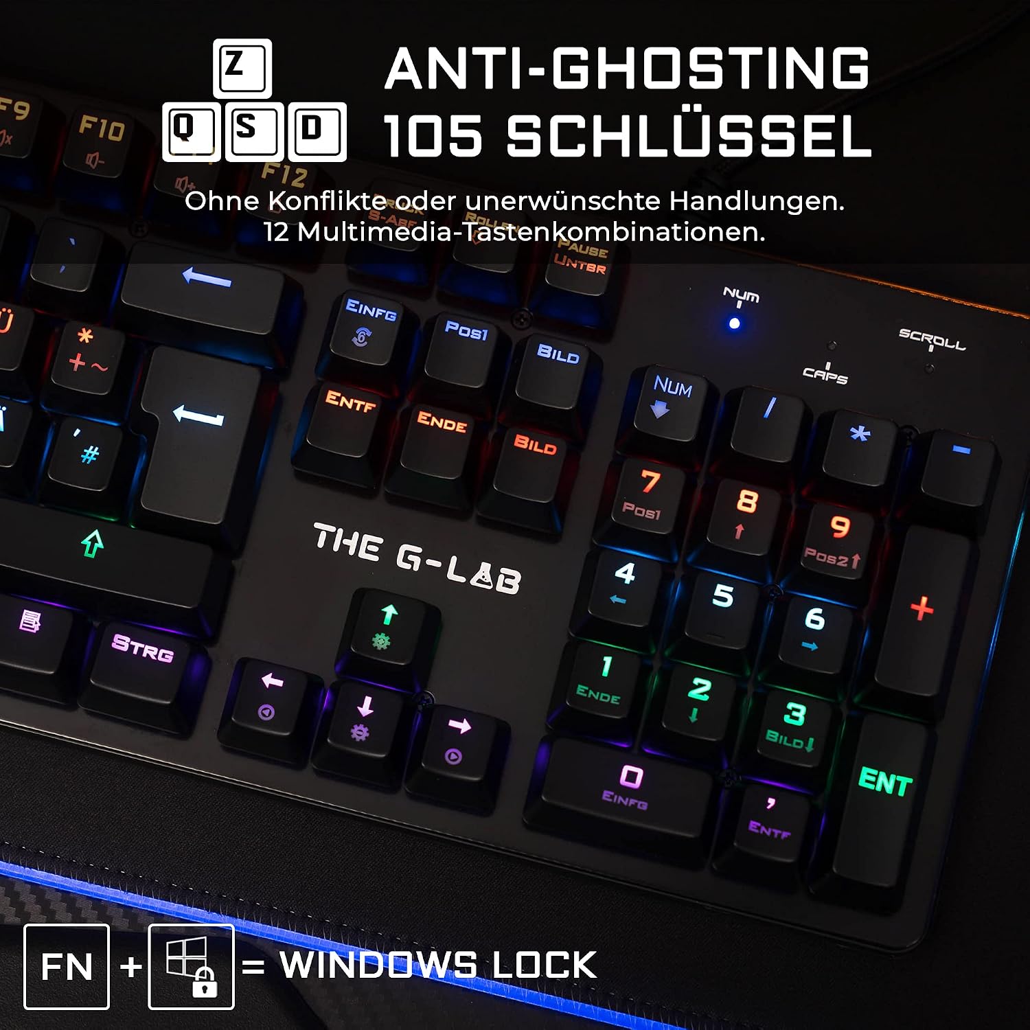Thumbnail 6 de THE G-LAB Keyz Carbon V3 klawiatura mechaniczna QWERTZ Blue Switches
