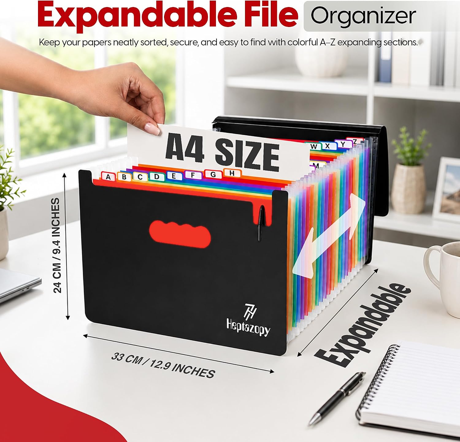 Detalle 2 de Heptazopy File Organiser 26-folder A4 document organiser