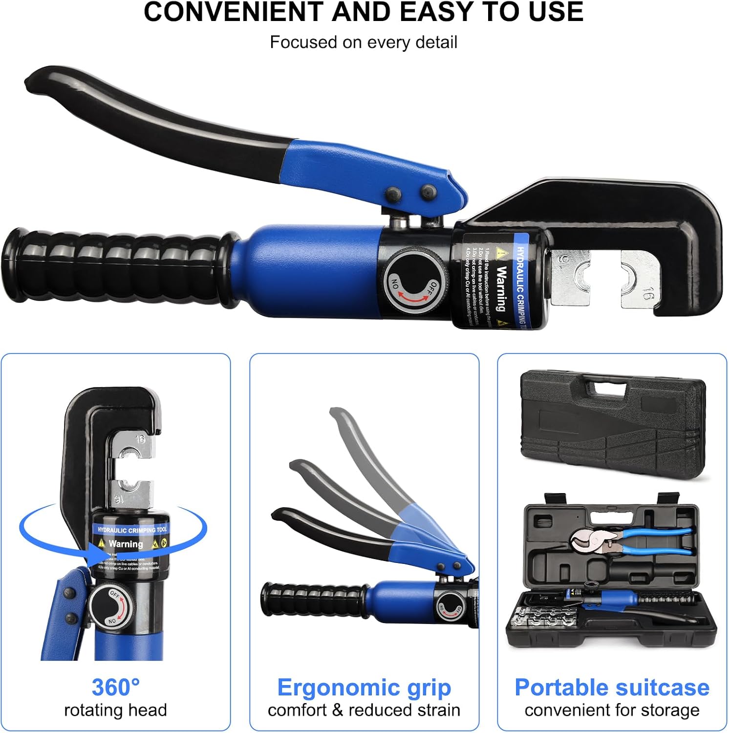 Thumbnail 6 de Solsop YQK-70BU Hydraulic Crimping Tool, 10 Ton, 9 Dies, 12–2/0 AWG