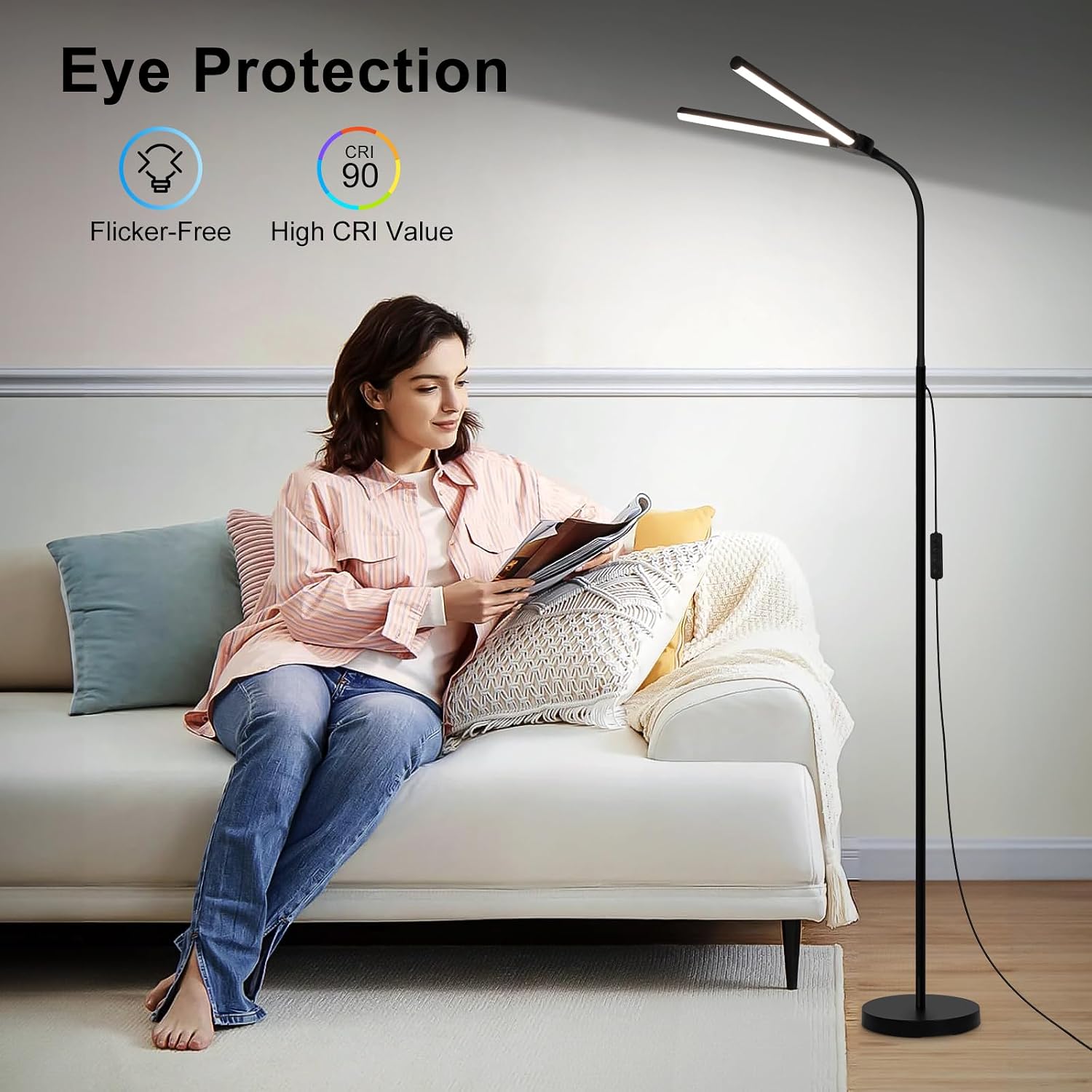 Thumbnail 4 de Seaside village S-DH-B LED Floor Lamp, 18W 2000LM Double Head, Dimmable