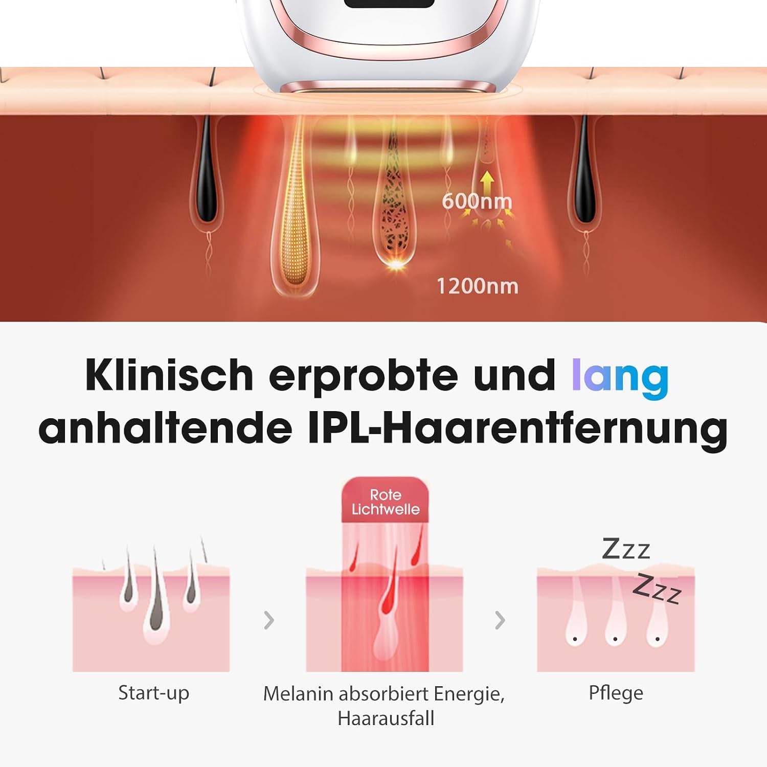 Detalle de Haarlosy IPL-Gerät zur Haarentfernung mit Kühlung und 5 Energiestufen