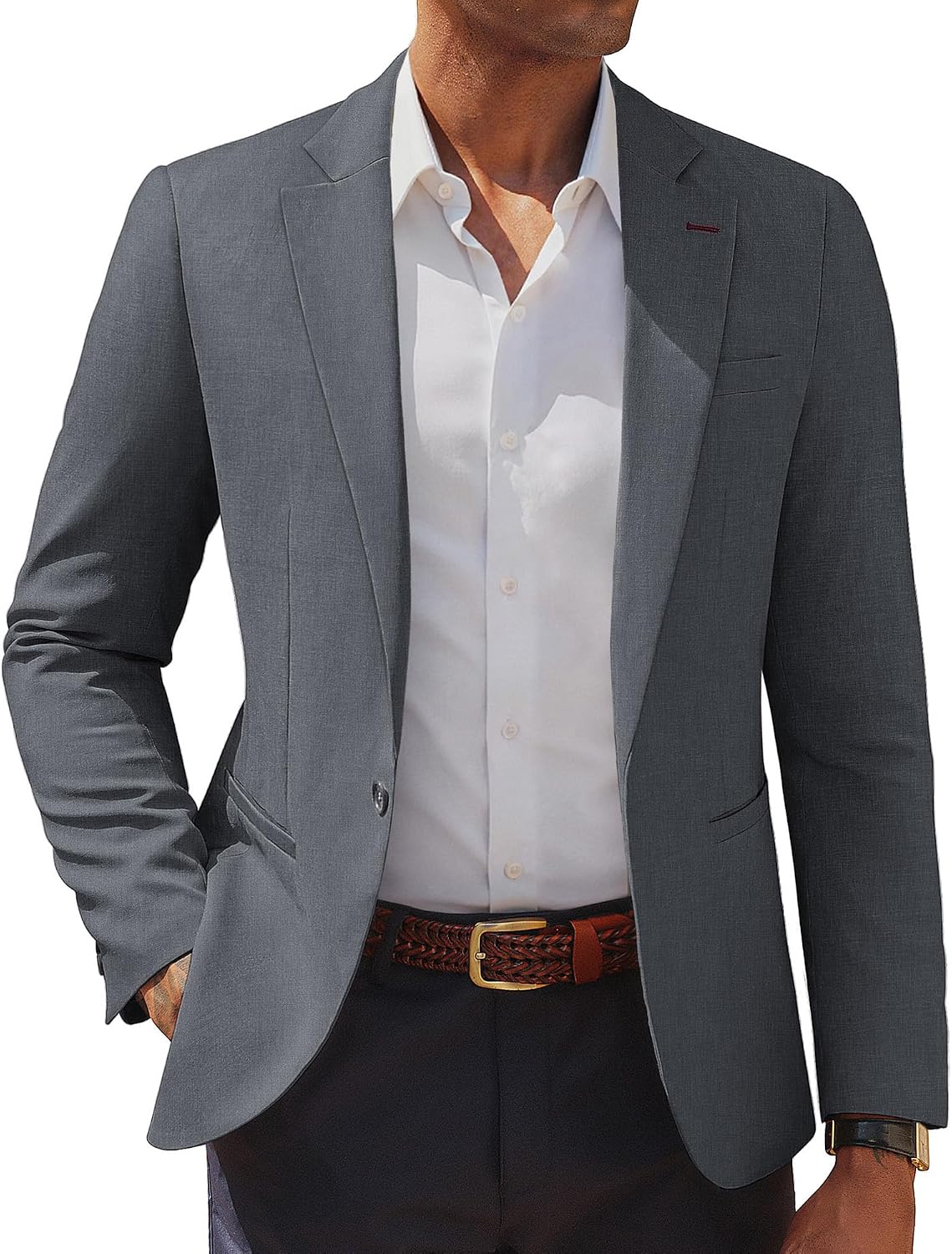 Detalle de PJ PAUL JONES Men's Lightweight Casual Blazer, One-Button, Notched Lapel