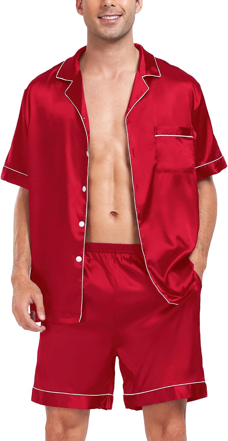 Detalle de SWOMOG Satin Silk Pajama Set 2-Piece