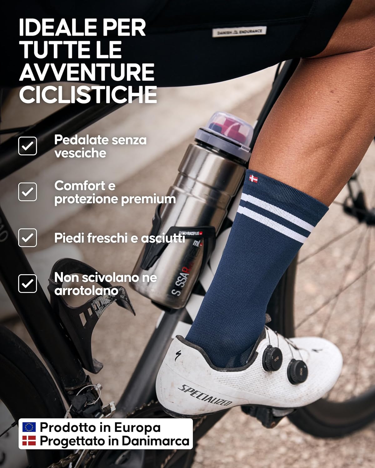 Thumbnail 2 de DANISH ENDURANCE Calzini Uomo Ciclismo traspiranti e imbottiti (estive) – 3 o 5 paia