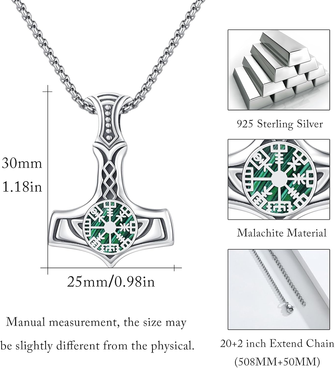 Thumbnail 1 de REDSUN Wikinger-Thorshammer Kette aus 925 Sterling Silber mit keltischem Knotenanhänger