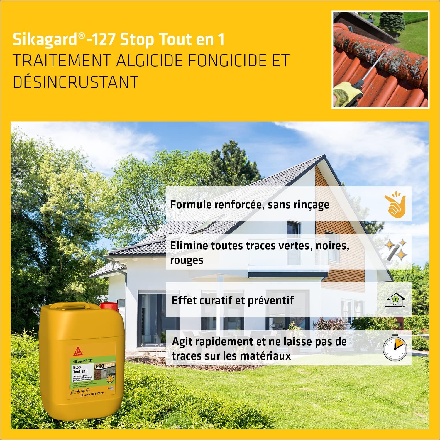 Thumbnail 3 de SIKA Sikagard 127 Stop Tout en 1 – Traitement algicide et fongicide prêt à l’emploi (10–20 L)