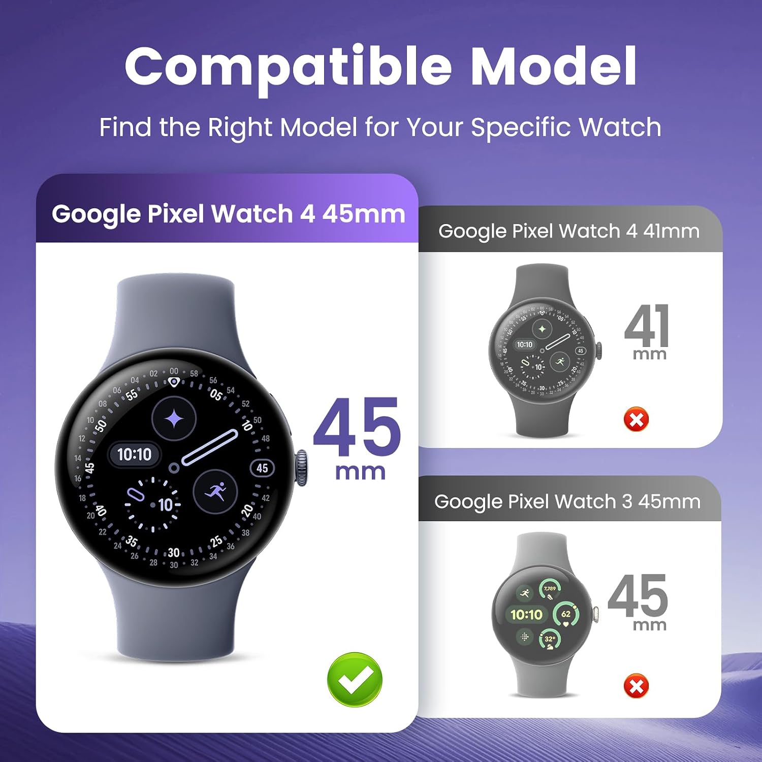Detalle de Goton Google Pixel Watch 5/4 45mm用ケース一体型画面保護カバー ブラック