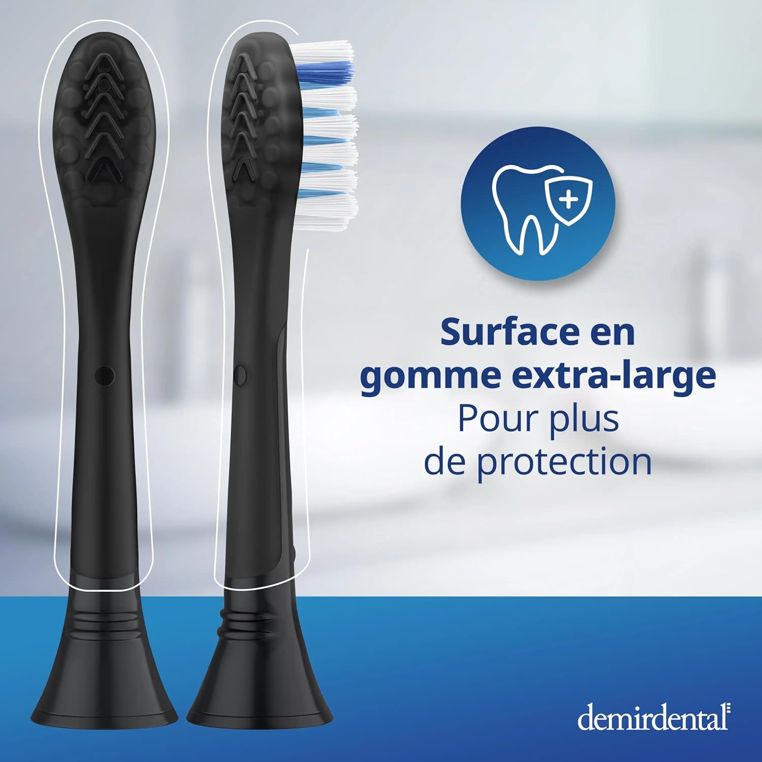 Detalle de 8 brossettes Demirdental compatibles Philips Sonicare (HX9048) – noir, Medium, Premium Plaque Defence