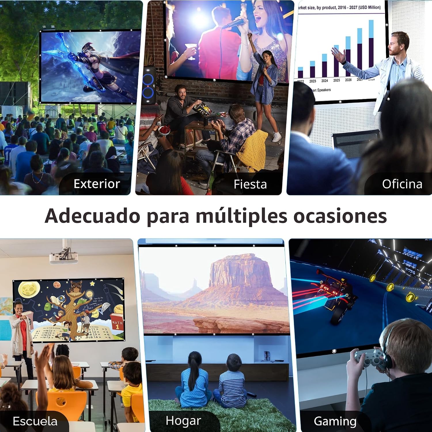 Thumbnail 6 de Pantalla Proyector LEORFI 100'' (227x127 cm) – 16:9, 4K/Full HD, Portátil y Doble Cara para Cine en Casa y Exterior