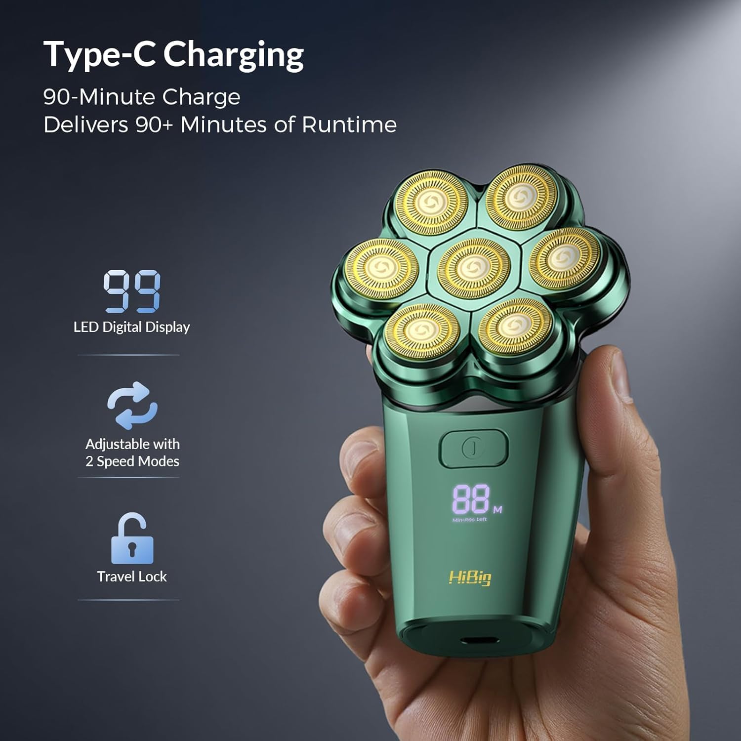 Thumbnail 5 de 7D Arc Magnetic Detachable Head Shaver 800mAh