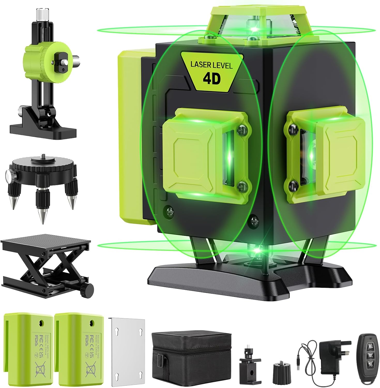 Livella Laser Autolivellante 16 Linee 4x360° Verde – Standalone, con Telecomando e Accessori