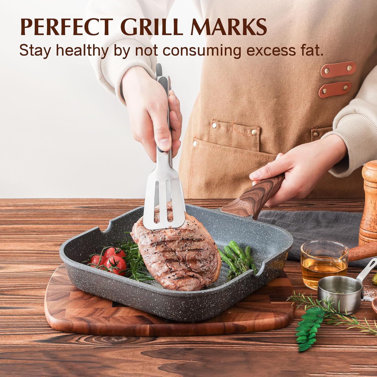 Thumbnail 2 de SENSARTE 12Inch Nonstick Grill Pan for Stove Tops with Pour Spouts