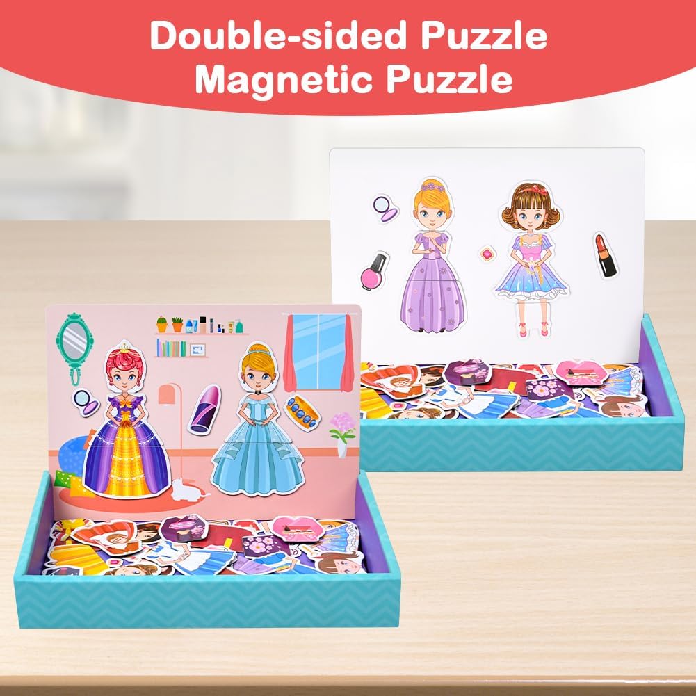 Detalle de Aolso Set da gioco per travestimento da principessa: puzzle magnetico educativo 2 in 1
