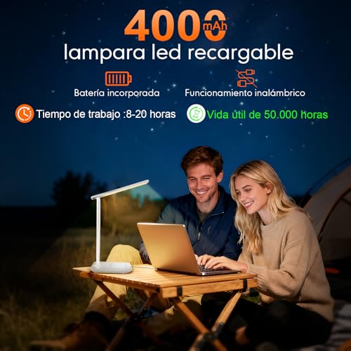 Thumbnail 1 de karidi Lámpara de Escritorio LED Recargable: 45 LEDs, 5 colores y 5 intensidades, plegable y portátil