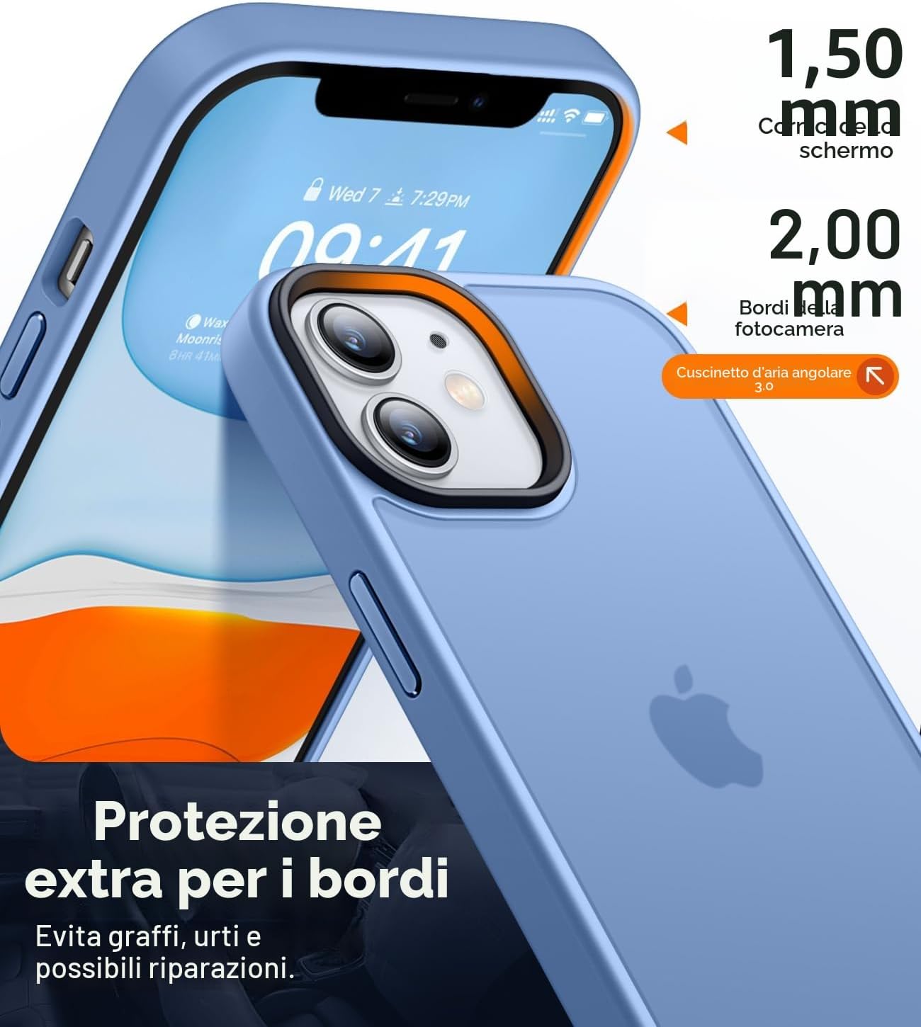 Detalle de CANSHN Cover Opaca per iPhone 11, Bordo Quadrato, Custodia Traslucida Opaca Antigraffio