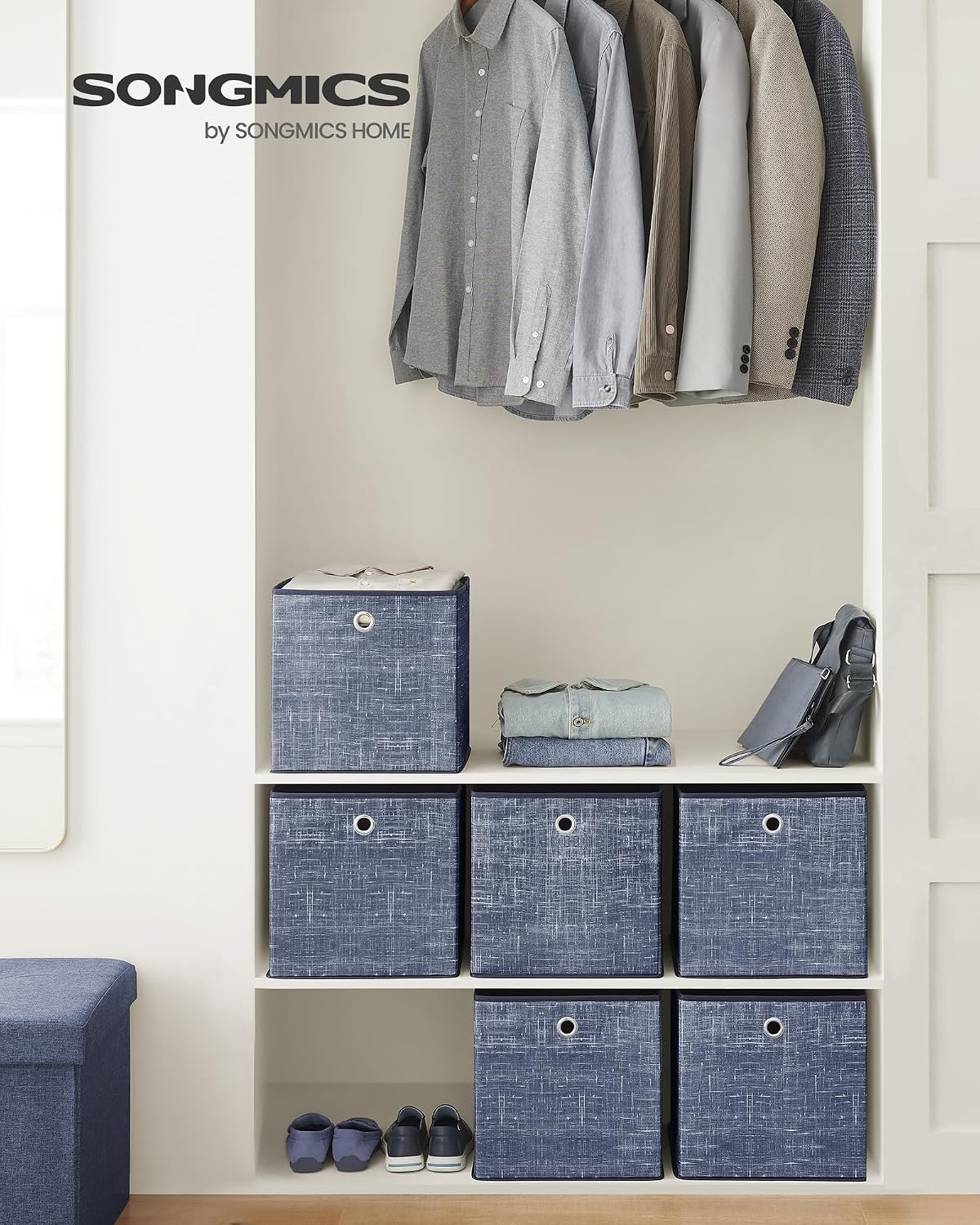 Detalle 2 de SONGMICS TINA Collection RFB006I01 förvaringslådor, 6-pack i dimblått