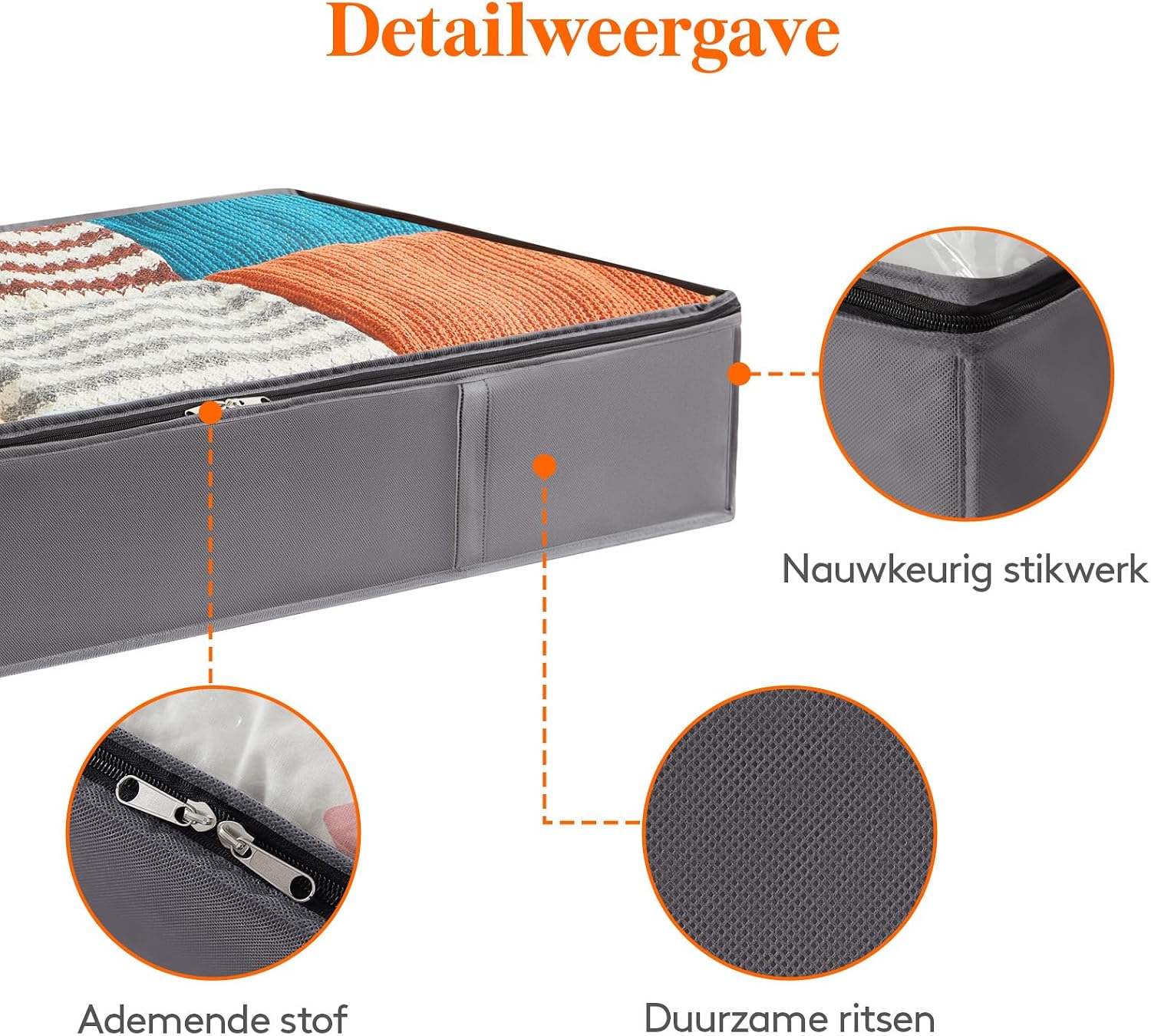Thumbnail 3 de Lifewit 22142 opbergtassen voor onder het bed, 75 liter, grijs, 6 stuks