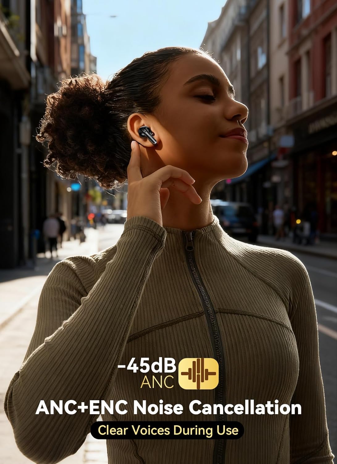 Detalle de ZZU Wireless Earbuds with Smart Touchscreen Case – Bluetooth 5.4, ENC Calls, ANC Noise Cancellation and 48-Hour Battery