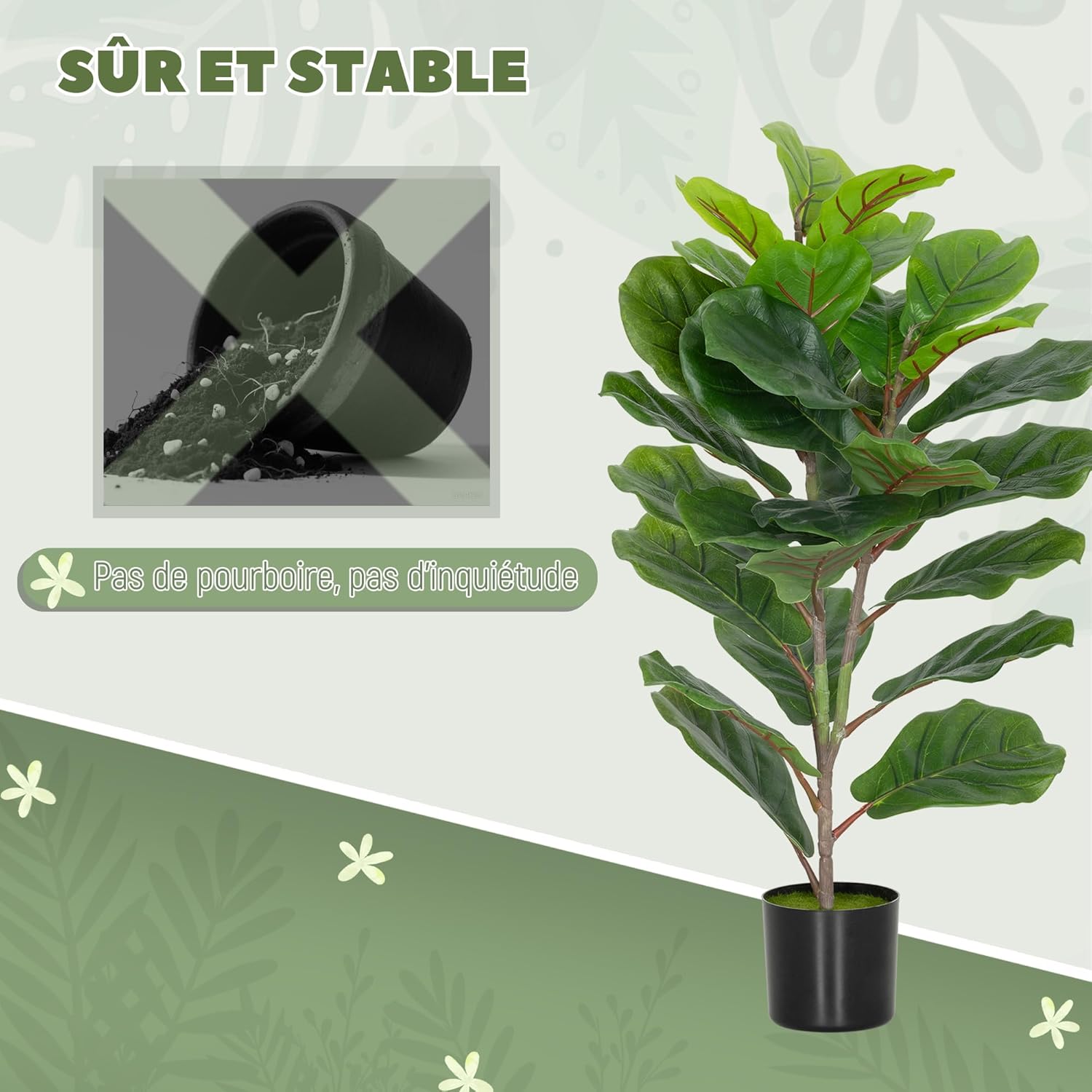 Thumbnail 5 de HOMCOM Lot de 2 Plantes artificielles 80 cm figuier