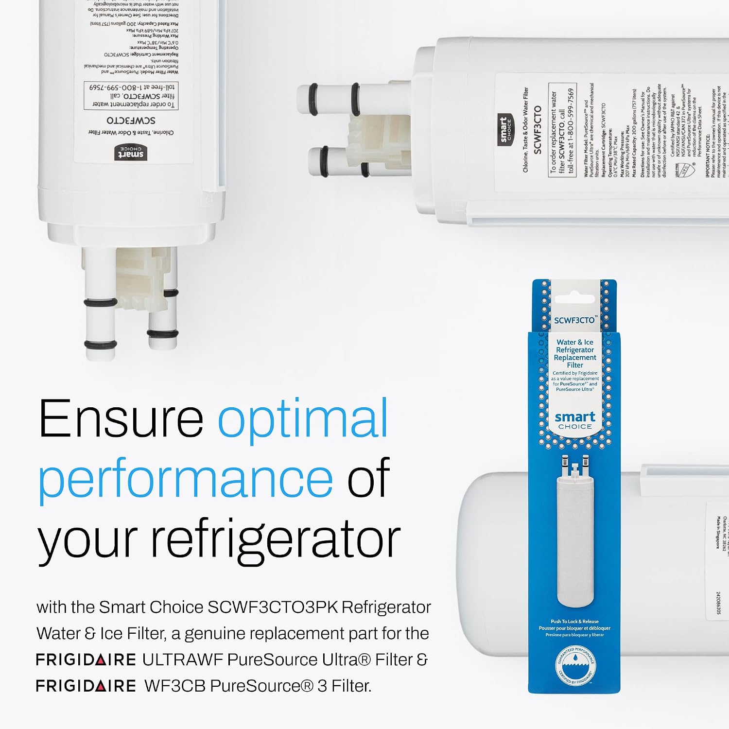 Detalle 2 de Smart Choice SCWF3CTO3PK refrigerator water filter 3-pack 🚰